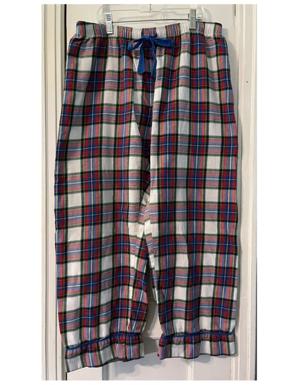 Lands' End Women’s Red, Blue & Yellow Plaid Cotton Lounge Pants